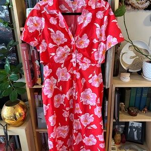 Floral Red Dress